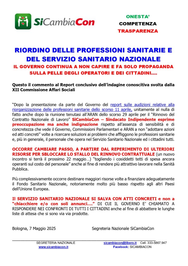 RIORDINO DELLE PROFESSIONI SANITARIE E DEL SSN
