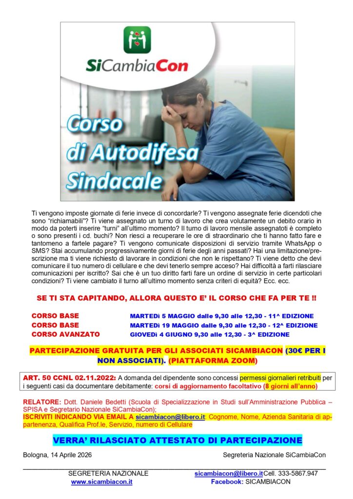CORSO DI AUTODIFESA SINDACALE