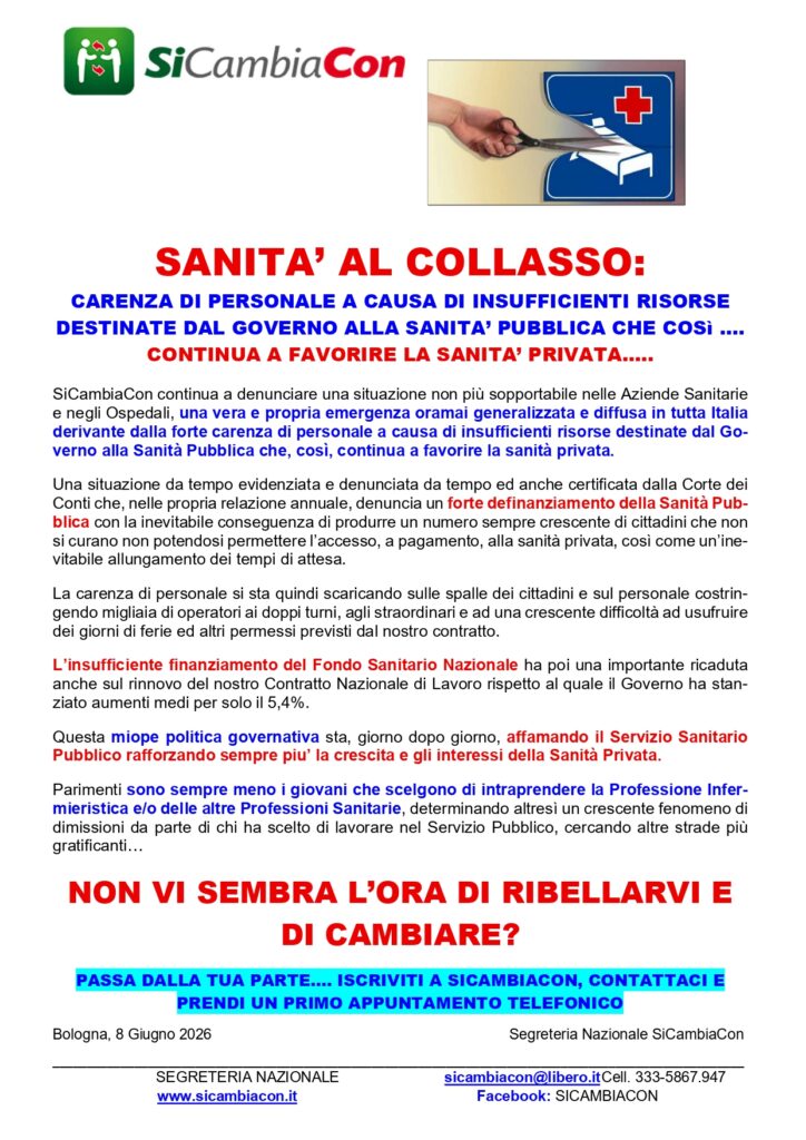SANITA’ AL COLLASSO