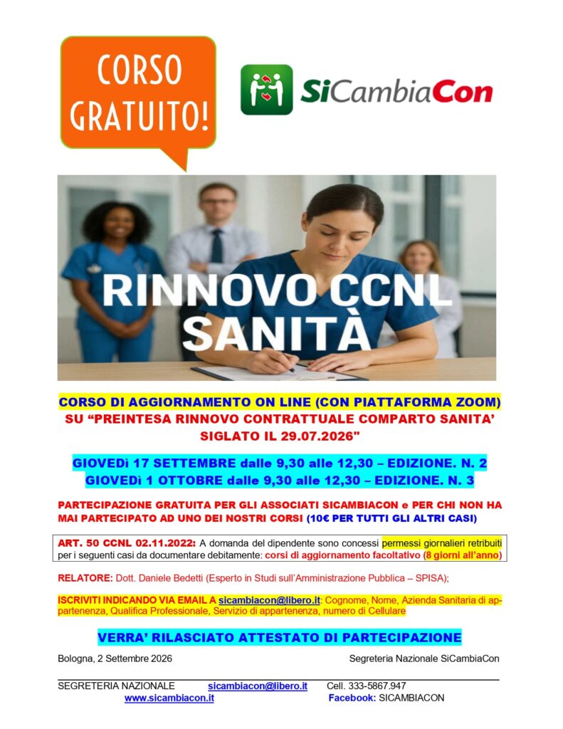 COSO “PREINTESA RINNOVO CCNL SANITA’